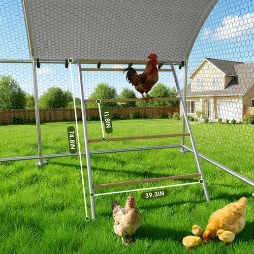 Miniatura 8 de Gallinero grande de metal para pollos con percha para posarse, gallinero de entrada para aves de corral, casa para patos, corral para pollos