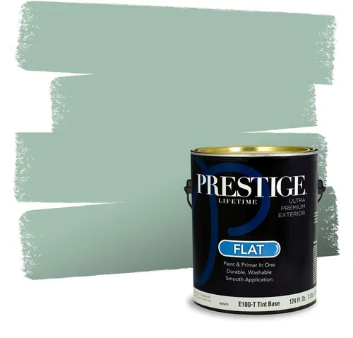 Miniatura 87 de Prestige Paints - Pintura exterior e imprimación en uno, 1 galón, plano, compatibilidad comparable con el color menta «Whipped Mint» de Behr