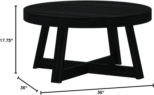 Miniatura 2 de Plank+Beam Mesa de Café Redonda Clásica, Mesa de Café de Granja de 36 Pulgadas, Mesas de Centro Mini Rústicas para Espacios Pequeños, Pequeña Mesa