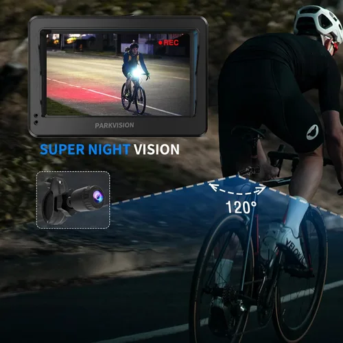 Miniatura 7 de PARKVISION Cámara de Vista Trasera para Bicicleta, Monitor de 4.3'' 1080P con Protector Solar, Batería de 8000mAh, Grabación en Bucle, Tarjeta TF