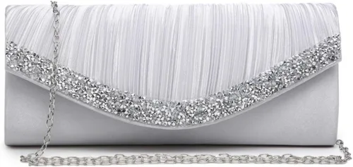 Dasein Bolsos de noche de satén para mujer, monederos de mano, bolso de mano, bolsos formales de fiesta, baile de graduación con diamantes de