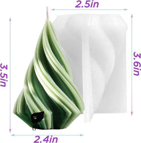 Miniatura 2 de Molde de vela de silicona con columna curvada geométrica cónica 3D, molde en forma de cono en espiral 3D de 3.5 pulgadas para hacer velas, aroma