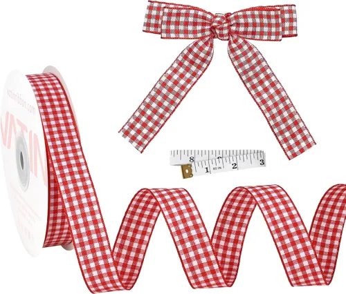 Miniatura 58 de VATIN Cinta a cuadros en blanco y negro – 3/8 pulgadas x 50 yardas, perfecta para cestas de Pascua, manualidades de primavera, envoltura de regalos