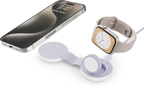 Miniatura 10 de Butterfly - Cargador inalámbrico plegable compacto 2 en 1 con adaptador de viaje, carga MagSafe Duo de 15 W para iPhone, AirPods y Apple Watch
