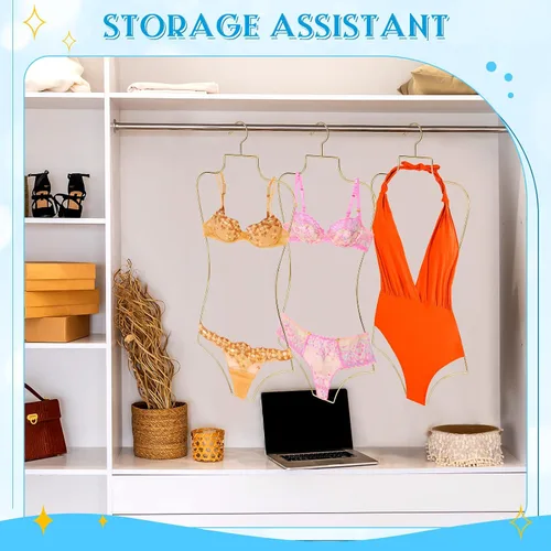 Miniatura 5 de Taiyin Colgador de bikini con forma de cuerpo Perchas de lencería de alambre para pantalla traje de baño traje de baño vestido deslizante Dorado