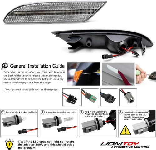 Miniatura 6 de iJDMTOY Lente transparente/blanca ámbar tira de luz LED frontal lateral compatible con Mercedes W221 Pre-LC S320 S350 S400 S500 S550 S550 S600