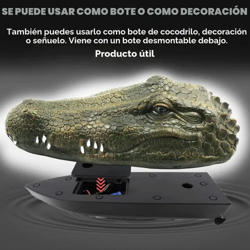 Miniatura 4 de Akargol Barcos RC de cabeza de cocodrilo con control remoto de 2.4 GHz para adultos y niños - Señuelo de resina grande y cabeza de cocodrilo