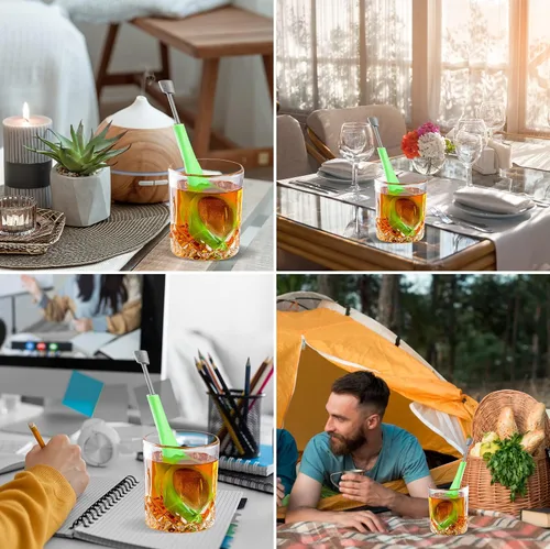 Miniatura 7 de 3 filtros de té de mango largo de plástico, infusor de té de malla con émbolo integrado, reutilizables, coladores de dos lados para té suelto, café