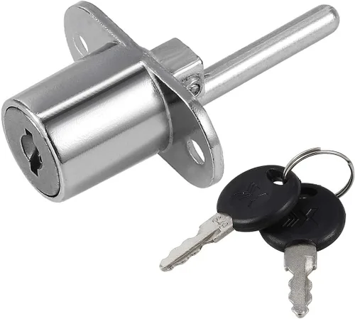 uxcell Cerradura de émbolo del gabinete del armario del escritorio del cajón, diámetro del cilindro de 3/4" longitud del cilindro 13/16", acabado