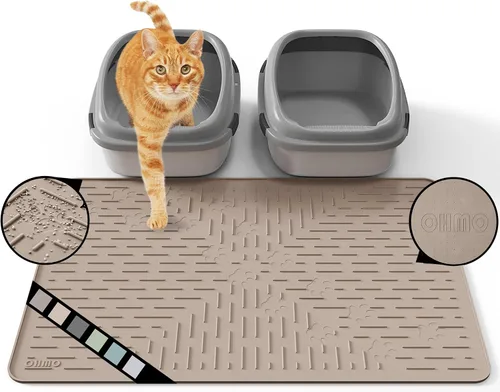Miniatura 19 de OHMO Alfombrilla Grande para Arena de Gatos Alfombrilla de Captura Premium Goma de Silicona 31.5 x 23.6 pulgadas Gris Ceniza, Alfombrilla para Caja