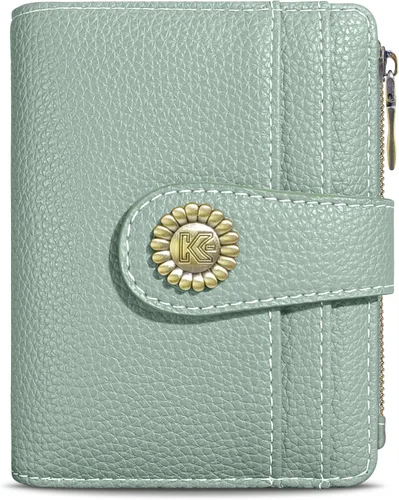 Miniatura 44 de Kelvoris Cartera pequeña Rfid para mujer, plegable, con cremallera, bolsillo para monedas, piel sintética, compacto, para tarjetas de crédito