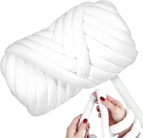 Miniatura 31 de Ultra Suave 1kg (2.2 LBS) Hilo Grueso para Tejer a Mano, Hilo de Tubo de Tela de Terciopelo Luxuoso para Hacer Bolsos, Almohadas, Mantas, Azul Ártico