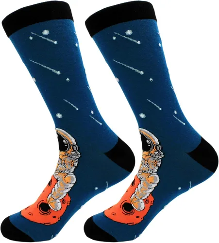 Miniatura 3 de Brandless Calcetines divertidos y novedosos para hombre (6 pares) Astronauta Space Funky Colorido Casual Dress Socks, Multicolorido