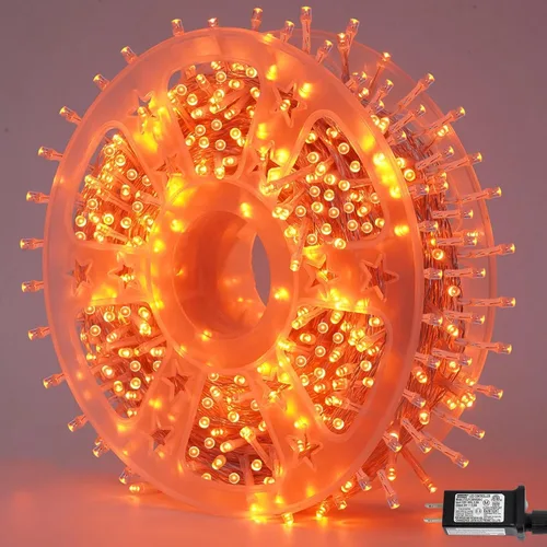 Miniatura 23 de QITONG Tira de luces rojas y verdes para exteriores, 165 pies, 500 luces LED de alambre transparente de Navidad para interiores, 8 modos de luz