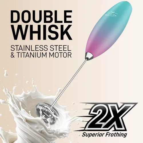 Miniatura 144 de Zulay Milk Boss Espumador de leche potente manual, hace espuma para latte, batidor para mezclar bebidas, café, miniespumador para capuchino, frappé