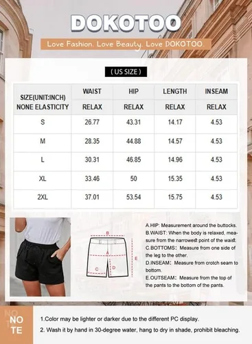 Miniatura 6 de Dokotoo Pantalones cortos casuales de lino y algodón con cordón elástico para mujer