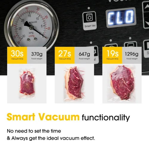 Miniatura 3 de Sellador al vacío de cámara de 10 pulgadas con bomba de aceite, resistente, ideal para alimentos húmedos, líquidos, polvos y Sous Vide, funciona