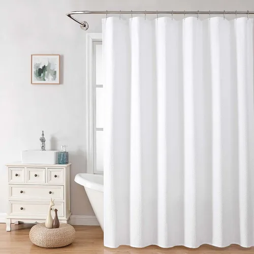 Miniatura 16 de OVZME Berry - Cortina de ducha extralarga verde de 96 pulgadas, cortina de baño de tela con textura en relieve 3D, cortina de baño grande para Verde
