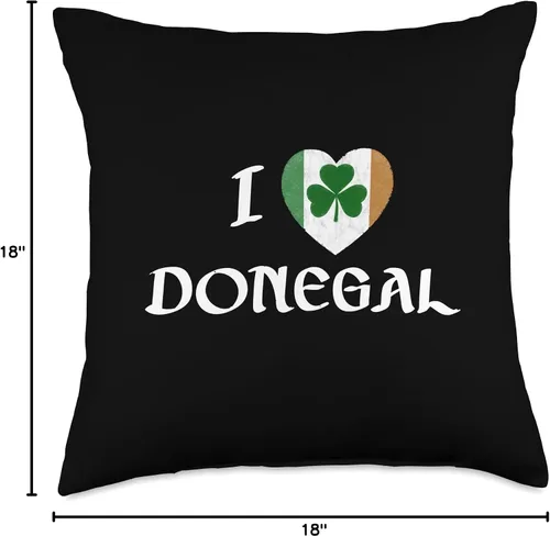 Miniatura 4 de Irish Towns Cities Counties Home Town Nostalgia I Love Donegal Irlanda Eire Flag Heart Shamrock - Almohada irlandesa de 18 x 18 pulgadas, multicolor