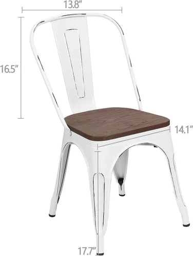 Miniatura 3 de Furmax Sillas de comedor de metal con asiento de madera, para uso en interiores y exteriores, apilables, elegantes, para comedor, bistró, cafetería