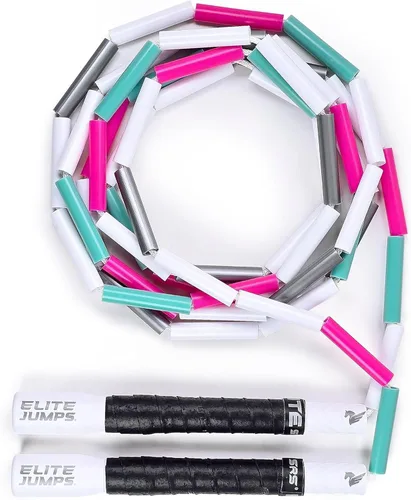 Elite Jumps - Cuerda de saltar con cuentas pesadas - Cuerda de saltar con peso de 6.5 onzas para mujer - Duradero y resistente - Cuerda ajustable de