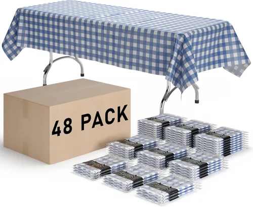 Miniatura 22 de Exquisite Cubierta de Mesa para Picnic - Paquete de 6 Manteles Premium Rectangulares de Plástico - Cubierta de Mesa para BBQ a Cuadros Negro