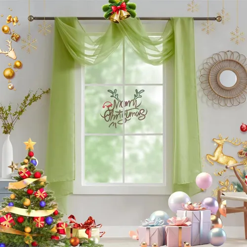 Miniatura 10 de Luvyohmee Cenefas de bufanda negras para ventanas, cenefa transparente de 144 pulgadas, cenefas transparentes para ventanas, tela para drapear