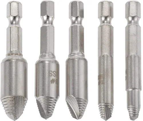 KATUR Juego de 5 piezas de tornillos dañados para extractor de tornillos, tornillo de tornillo de tornillo de fácil extracción de brocas, vástago