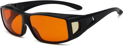 Miniatura 9 de Eyekepper Reducción de Luz Azul al 100%, Gafas de Computadora de Bloqueo Anti-Azul Fitover con Lente Extra Ámbar 1804-negro-100% bloqueo de luz azul
