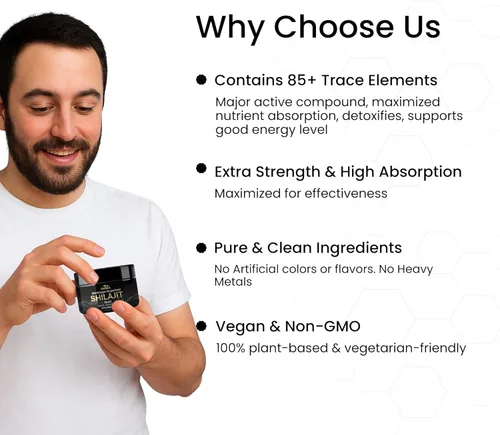 Miniatura 7 de Well Being Mora Himalayan Shilajit Resina Contiene más de 85 oligoelementos y 75% + ácido fúlvico Suplemento rico en minerales para hombres