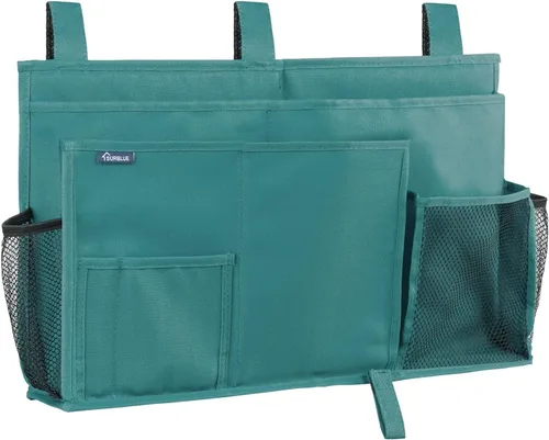 Surblue Caddy Organizador colgante, Bolsa de almacenamiento para cabecera para literas y camas de hospital, Azul Turquesa, L R-Teal