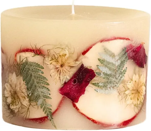 Miniatura 9 de Rosy Rings Vela botánica redonda mediana – Manzana picante de 6.5 pulgadas, tiempo de combustión, 200 horas, notas de cardamomo, canela, clavo