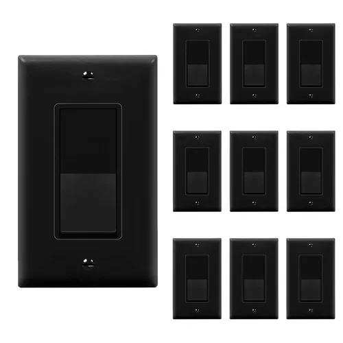 Miniatura 44 de ENERLITES Decorator Paddle Rocker Interruptor de luz, acabado brillante, un solo polo, 3 cables, tornillo de tierra, grado residencial, 15 A, 120
