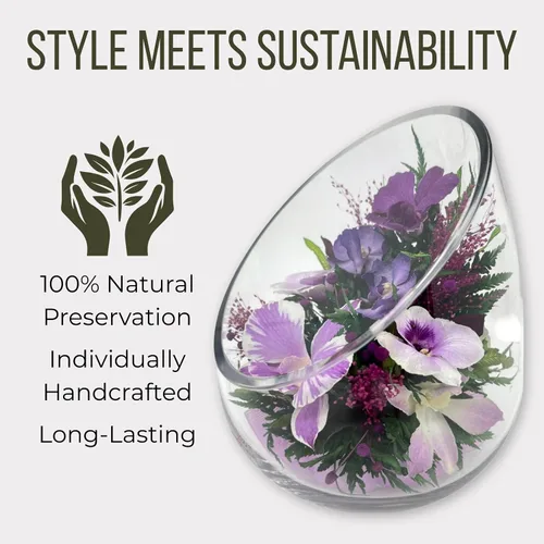 Miniatura 6 de Fiora Flower - Elegante arreglo de orquídeas en jarrón de vidrio Orquídeas reales preservadas que duran 5 años Ideal para decoración del hogar