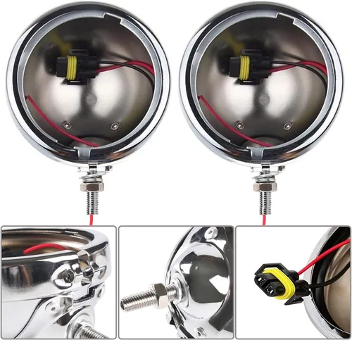 Miniatura 9 de Luces de cruce para motocicleta, negras, luz antiniebla LED de 4.5 pulgadas con carcasa tipo cubo, compatibles con Road King Touring Electra Glide