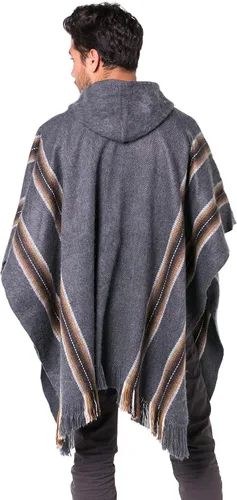 Miniatura 5 de Gamboa Alpaca Poncho Mens Ponchos Adult Pancho Mexican Wool Cloak with Hood Cowboy and Western Poncho Blanket