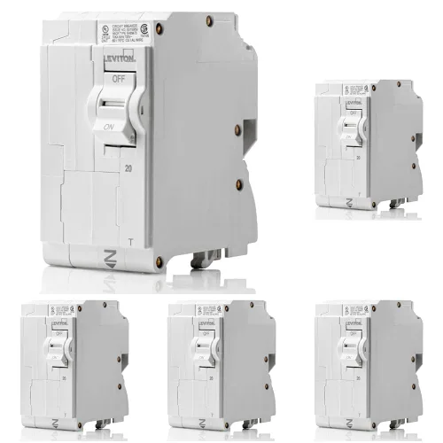 Miniatura 6 de Leviton Disyuntor de rama estándar enchufable de 2 polos 20A, magnético térmico, 120/240 VAC, LB220-T, blanco