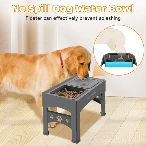Miniatura 5 de Cuencos elevados para perros de alimentación lenta sin derrames, cuenco elevado para perros grandes, medianos y pequeños, protector contra