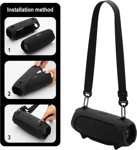 Miniatura 6 de Funda de silicona para altavoz portátil JBL Charge 5, funda protectora de transporte de viaje con soporte para correa de hombro, cubierta