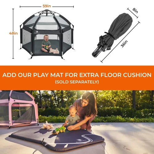 Miniatura 5 de POP 'N GO PLAYPEN - Corralito para bebés y niños pequeños para interiores y exteriores - Tienda de playa para bebés, plegable, portátil con toldo