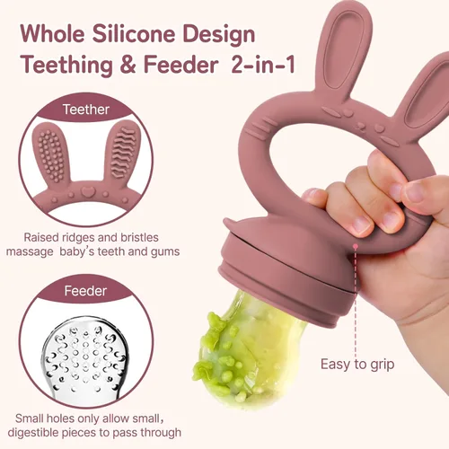 Miniatura 3 de Chupón alimentador de sólidos/frutas congeladas para bebés, juguete mordedor infantil 4M+, bolsa de silicona sin BPA y pezón, introduce sólidos