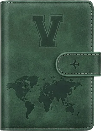 Miniatura 35 de Funda para Pasaporte Personalizada con Letra de la A a la Z, Billetera de Viaje con Bloqueo RFID, Funda para Pasaporte, Estuche para Pasaporte