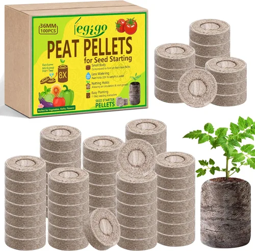 Miniatura 13 de Legigo 50 piezas de pellets de turba de 36 mm para inicio de semillas - Cápsulas de inicio de semillas comprimidas, pellets de inicio de semillas
