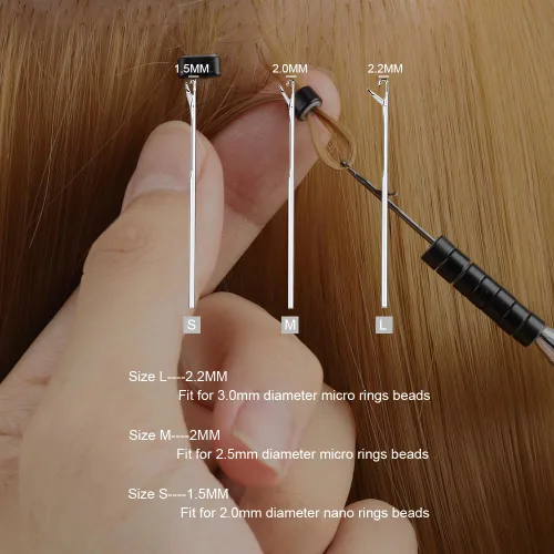 Miniatura 5 de Kit de herramientas de extensión de cabello, alicates de acero inoxidable de color tostado, micro cuentas, gancho removedor de bucle, clips