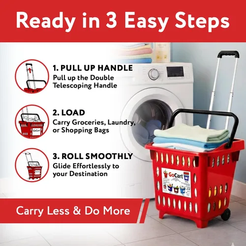 Miniatura 5 de DBEST PRODUCTS - Carrito para compras/ropa sucia Rojo