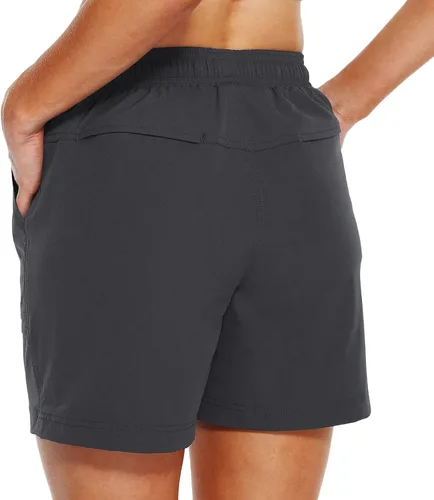 Miniatura 6 de Cotton Shorts Summer Sport Solid Compression Womens Cargo Pants 2023 with Pockets Drawstring Trousers High Rise Dark Gray