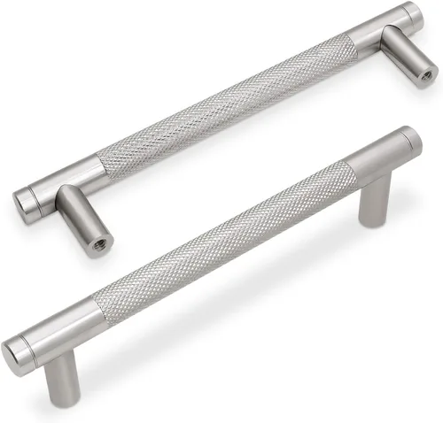 Miniatura 12 de Paquete de 10 tiradores para gabinete de cocina, tiradores mate negro y bronce champán, tiradores de cajón estriados negros, herrajes de cocina
