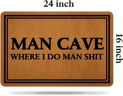 Miniatura 3 de Ytanie Tapetes de bienvenida para puerta delantera, entrada al aire libre, cueva de hombre, con texto en inglés Where I Do Man Shit, tapete de goma