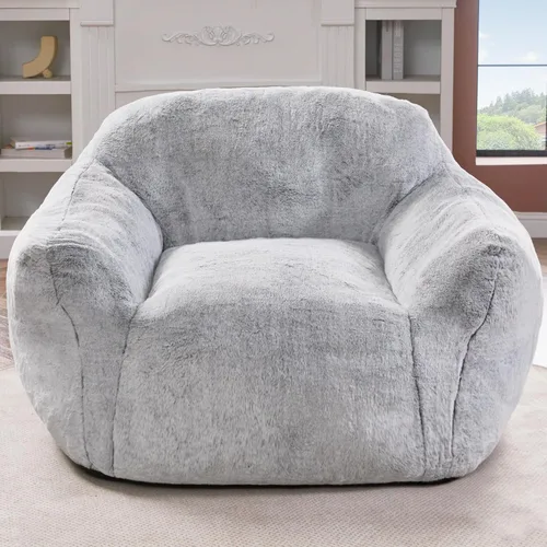Miniatura 11 de Puf gigante para adultos, sillas grandes de espuma viscoelástica, sofá puff de gran tamaño con relleno, silla de lectura grande de piel sintética