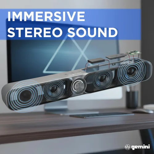 Miniatura 2 de Gemini Barra de sonido Bluetooth portátil alimentada por batería con radio FM incorporada, USB y microSD, altavoz inalámbrico
